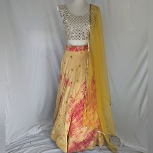 Elegant Yellow and Pink Women's Dress